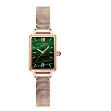 Hannah Martin 4011 Green Malachite JAPAN Quartz MOVT Vintage Ladies Wristwatches Women Stainless Steel Mesh Rose Gold Watches